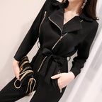 Temperament Suit Collar High Waist Loose Casual Retro Jumpsuit