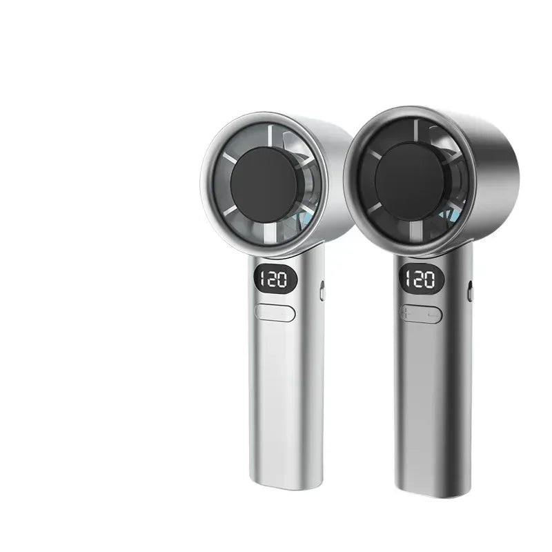 Mini Handheld Fan Mute Handheld Fan 4 Speeds Adjustment Air Calculating Fan with Power Display Portable Handheld Fan