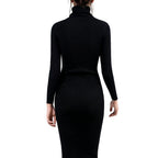 Women Autumn Winter Sweater Knitted Dresses Slim Elastic Turtleneck Long Sleeve Sexy Lady Bodycon Robe Dresses Vestidos