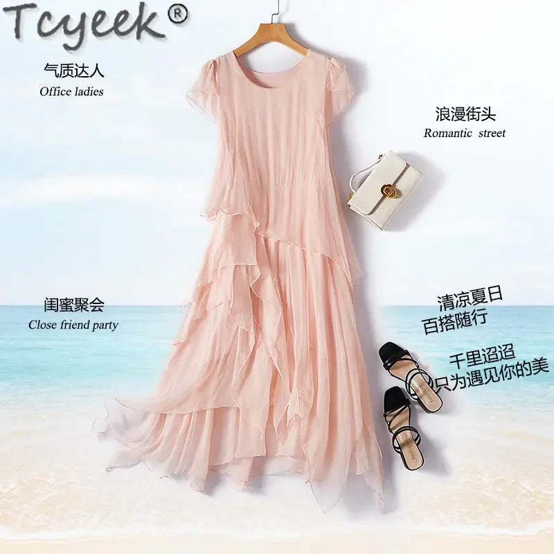Aurelia Mulberry Silk Midi Dress