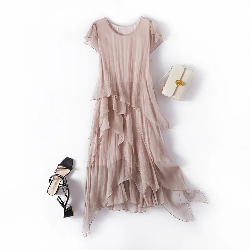 Aurelia Mulberry Silk Midi Dress