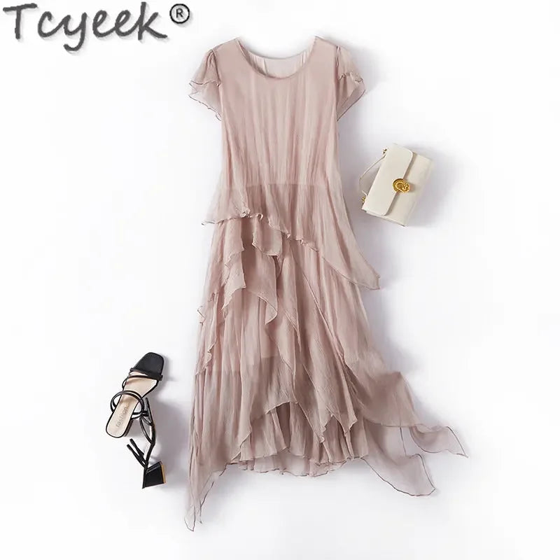 Aurelia Mulberry Silk Midi Dress