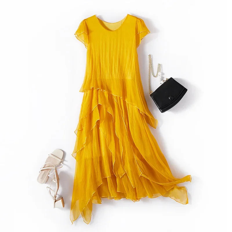 Aurelia Mulberry Silk Midi Dress