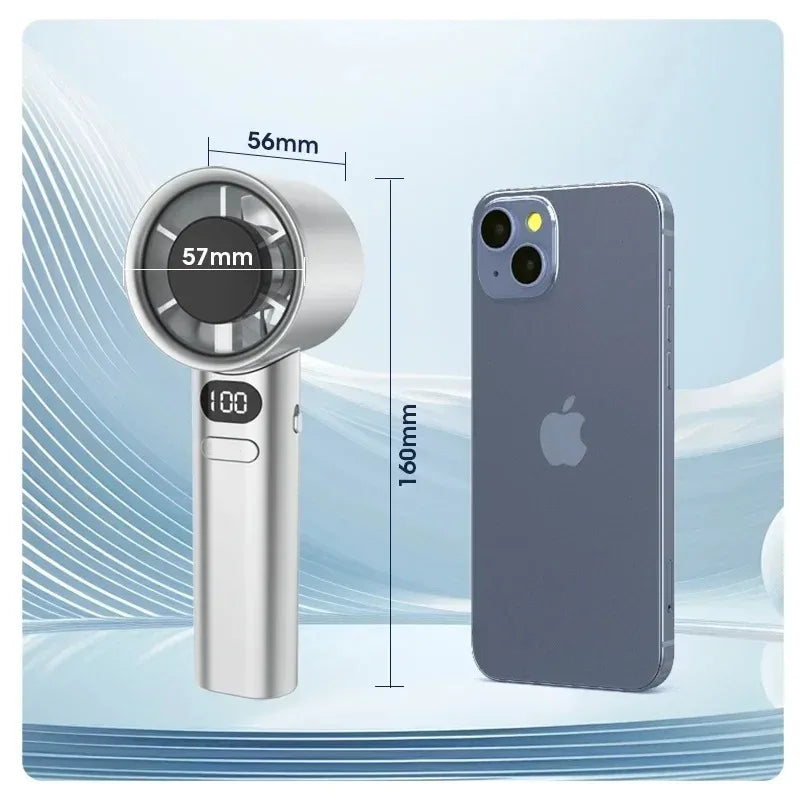 Mini Handheld Fan Mute Handheld Fan 4 Speeds Adjustment Air Calculating Fan with Power Display Portable Handheld Fan